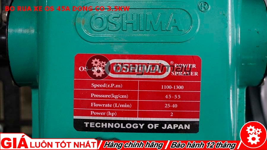 Được trang bị đầu xịt Oshima OS-45A mạnh mẽ