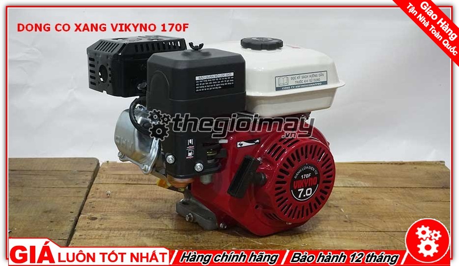 Động cơ xăng Vikyno 170F là sản phẩm được người tiêu thụ tin dùng trong chạy ghe xuồng, động cơ cho máy tuốt lúa, máy khoan cắt bê tông,