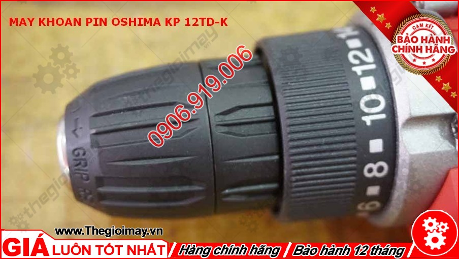 Oshima KP12TD-K có đường kính tối đa trên gỗ là 20mm và trên thép là 8mm.