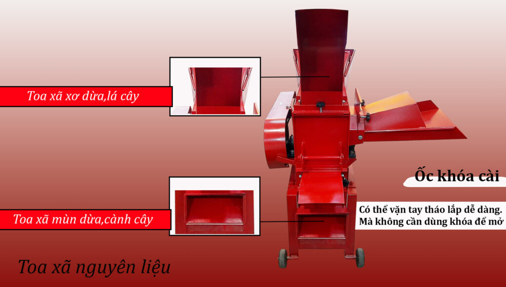Toa xã nguyên liệu máy băm xơ dừa Takyo TK 300