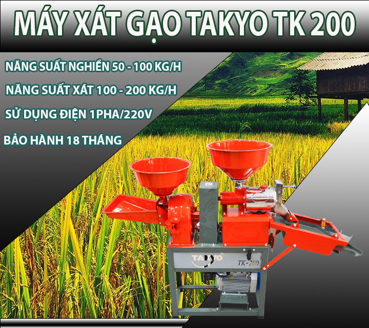 Công suất hoạt động máy xát gạo gia đình Takyo TK200