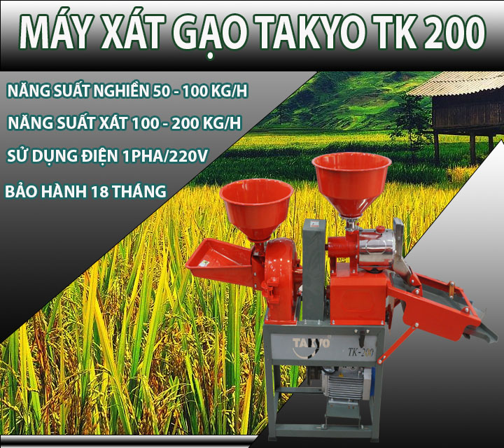 Công suất hoạt động máy xát gạo gia đình Takyo TK200