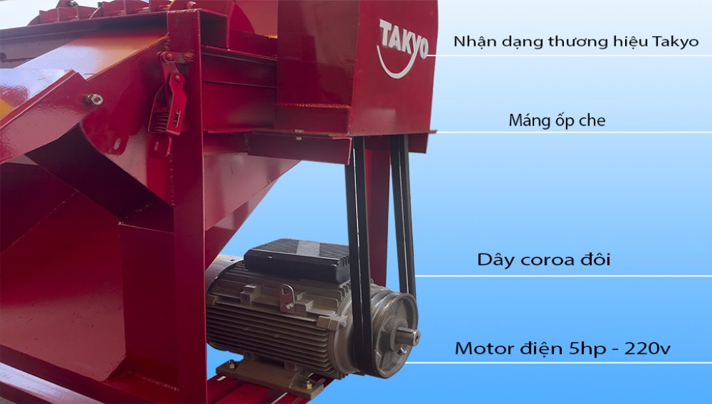 Động cơ hoạt động máy băm xơ dừa Takyo TK 550