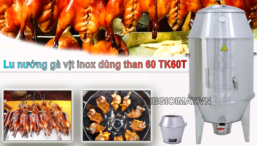 Lu nướng gà vịt inox dùng than 60 TK60T
