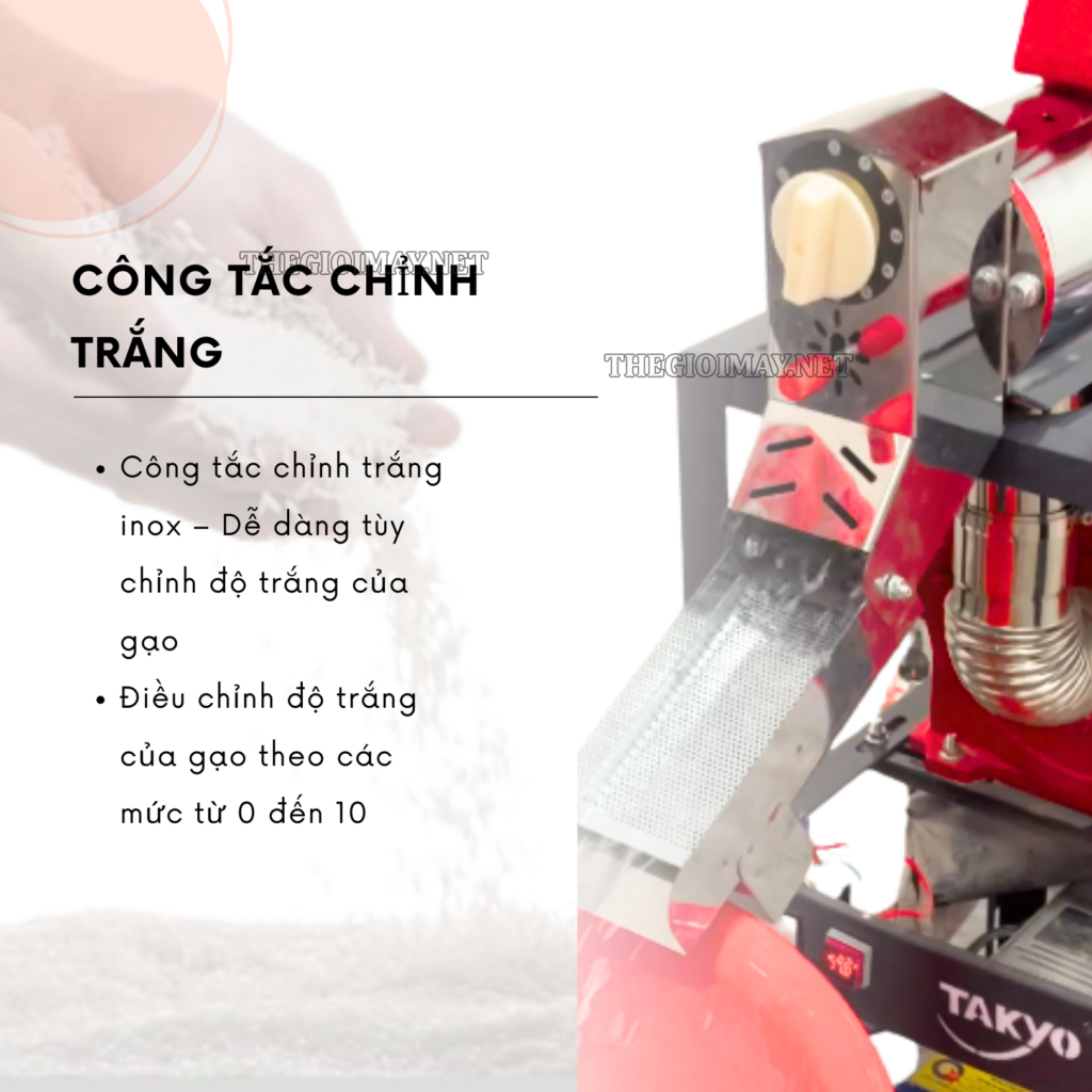 Công tắc chỉnh trắng của máy xát gạo đa năng Takyo TK 195 CT