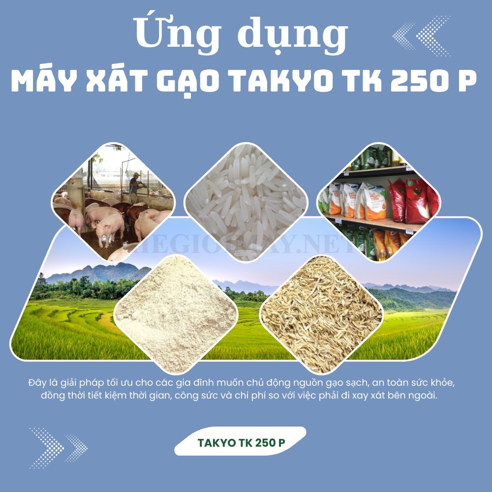 Ứng dụng của máy xát gạo Takyo TK 250 P