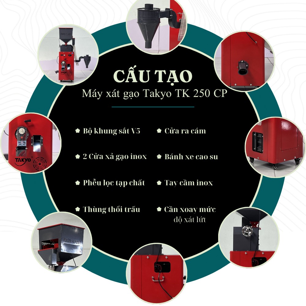 Cấu tạo của máy xát gạo Takyo TK 250 CP