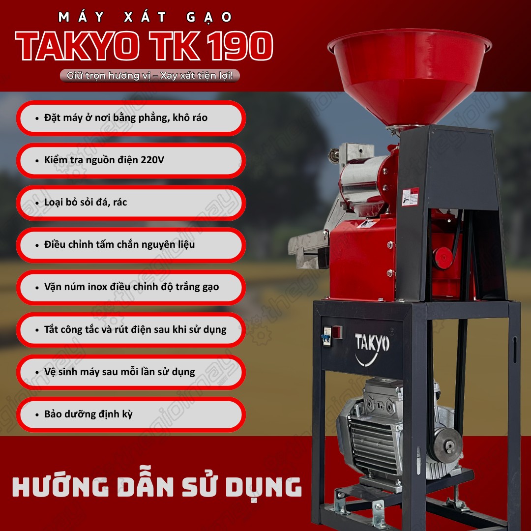 Hướng dẫn sử dụng máy xát gạo TAKYO TK 190