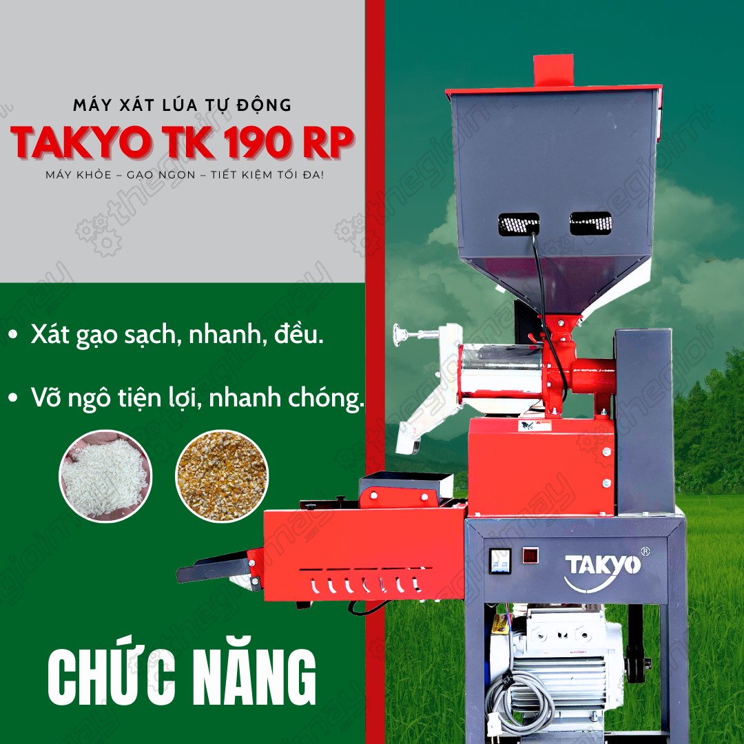 Chức năng của máy xát lúa tự động TAKYO TK 190 RP