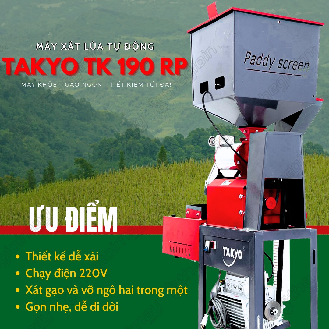Ưu điểm của máy xát lúa tự động TAKYO TK 190 RP
