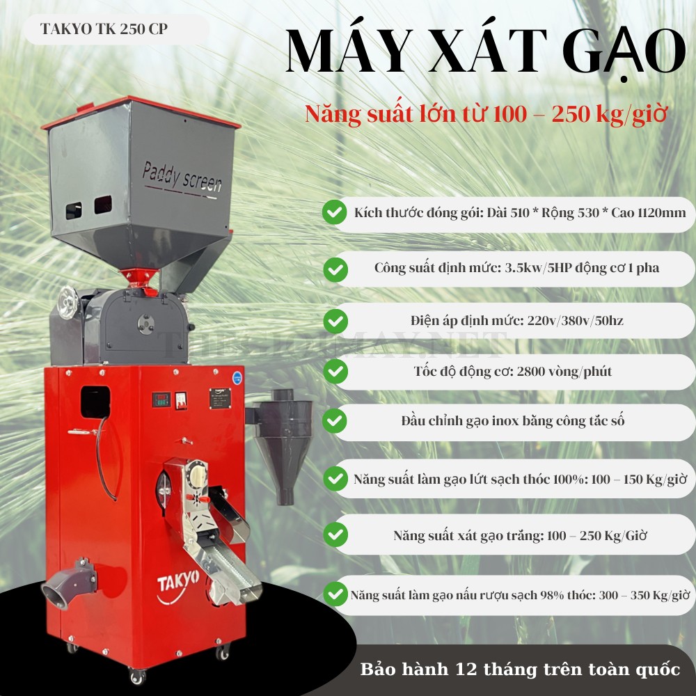 Ứng dụng của máy xát gạo 1 pha Takyo TK 250 CP